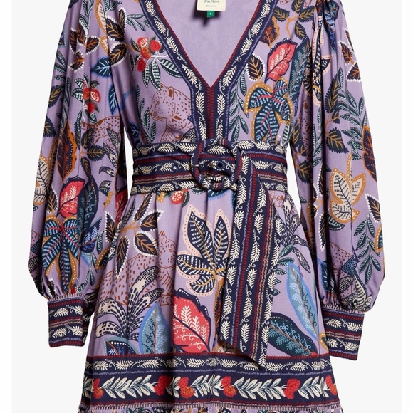 FARM Rio Lavender Wild Night Long Sleeve Mini Dress - Picture 2 of 3